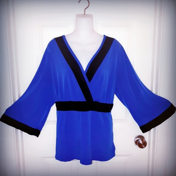 Lane Bryant Tops - Lane Bryant - Retro Style Blue Faux Kimono Tunic